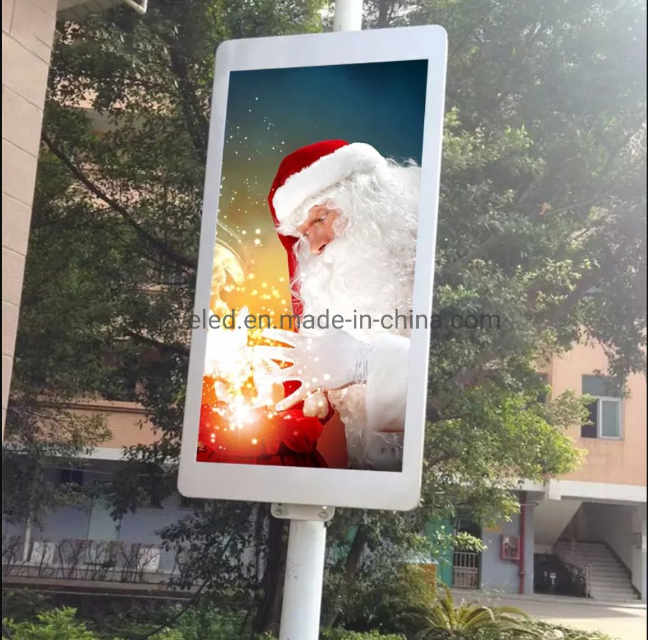 P 4 Outdoor Waterproof Lamppost Road Pillar Digital Signage Sign Street Light Lamp Pole Post LED Display Screen for Advertising