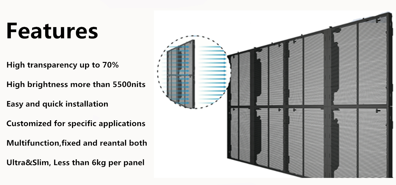 Indoor LED Transparent Display 1000X500mm Transparent Digital Advertising Display P3.9-P7.8 Video Wall LED Screen