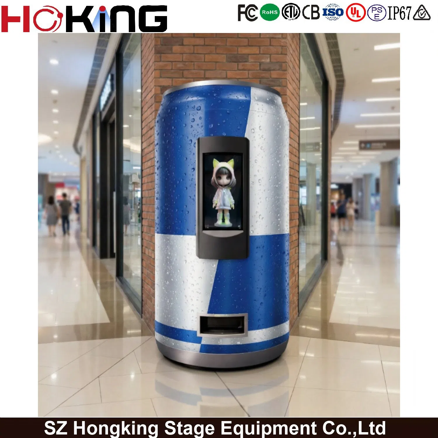 Máquina expendedora inteligente comercial con pantalla LED cilíndrica P2.5 fabricada en China