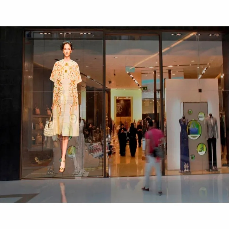 Shopping Mall Glass Window Advertising Screen Interior P3.91 LED Transparent Screen Display