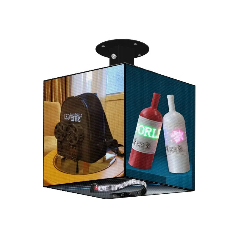 High Quality Column Pillar Five Sides LED Magic Cube Screen Display for Advertising