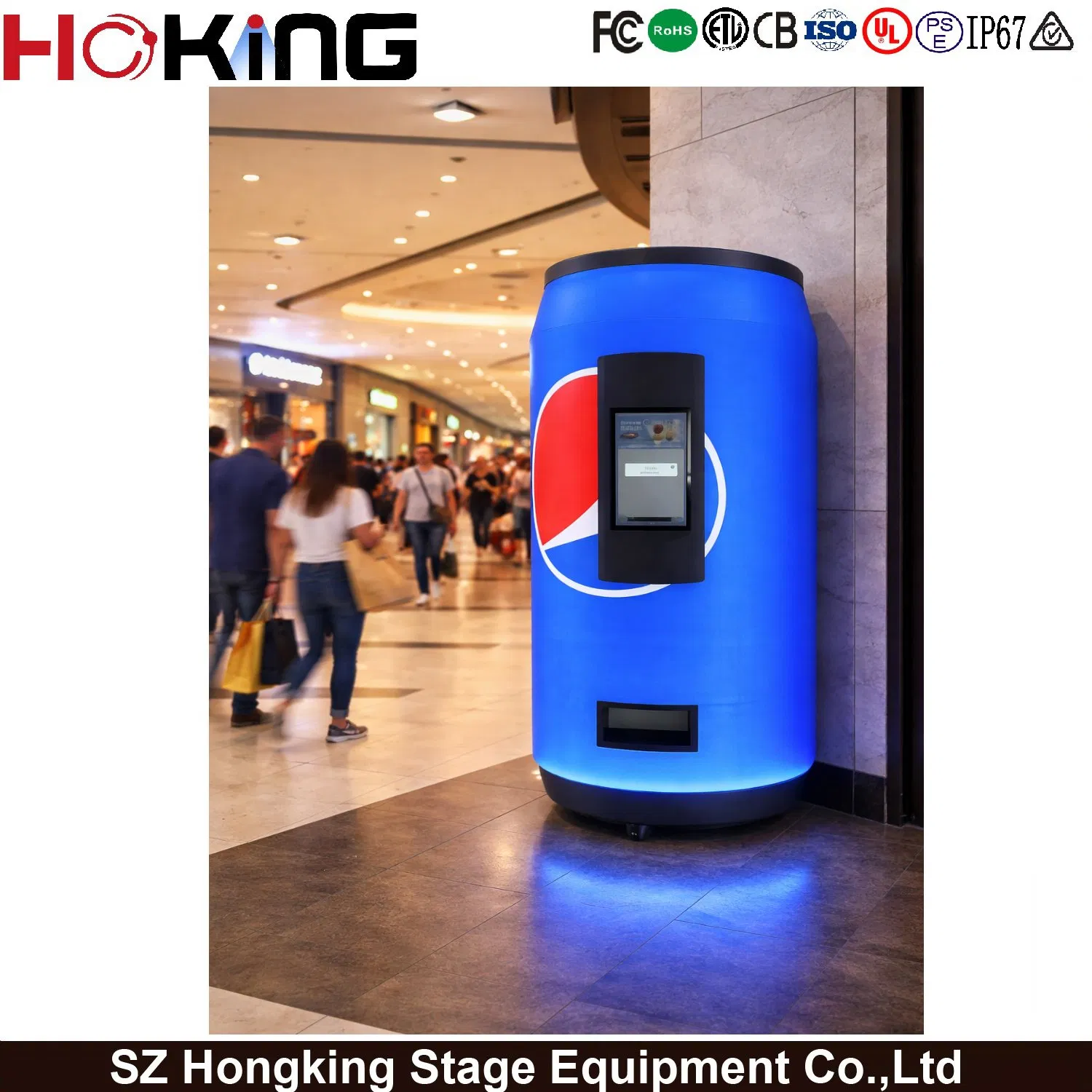 Máquina expendedora inteligente comercial con pantalla LED cilíndrica P2.5 fabricada en China