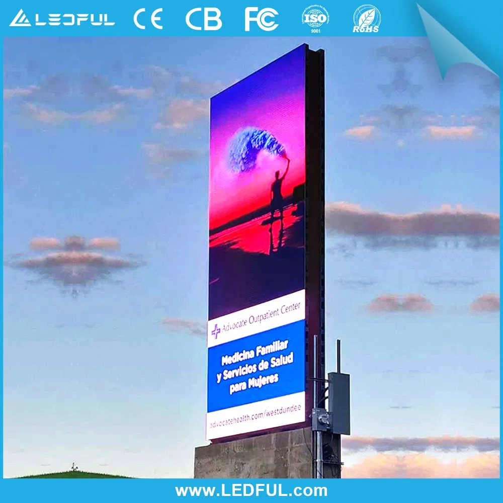 Outdoor Signage P6 Pole Standing WiFi Control Digital Advertising Billboard Pillar Mounted Street LED Screen Display