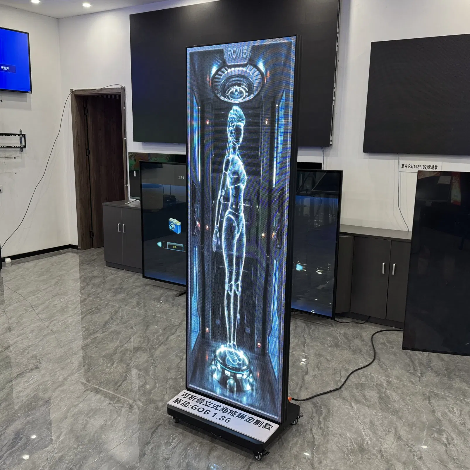 Indoor Definition P1.9 P2.5 P3 HD WiFi Foldable Vertical Floor Stand Mirror Electronic Poster Panel Moved Advertising Screen Poster LED Display