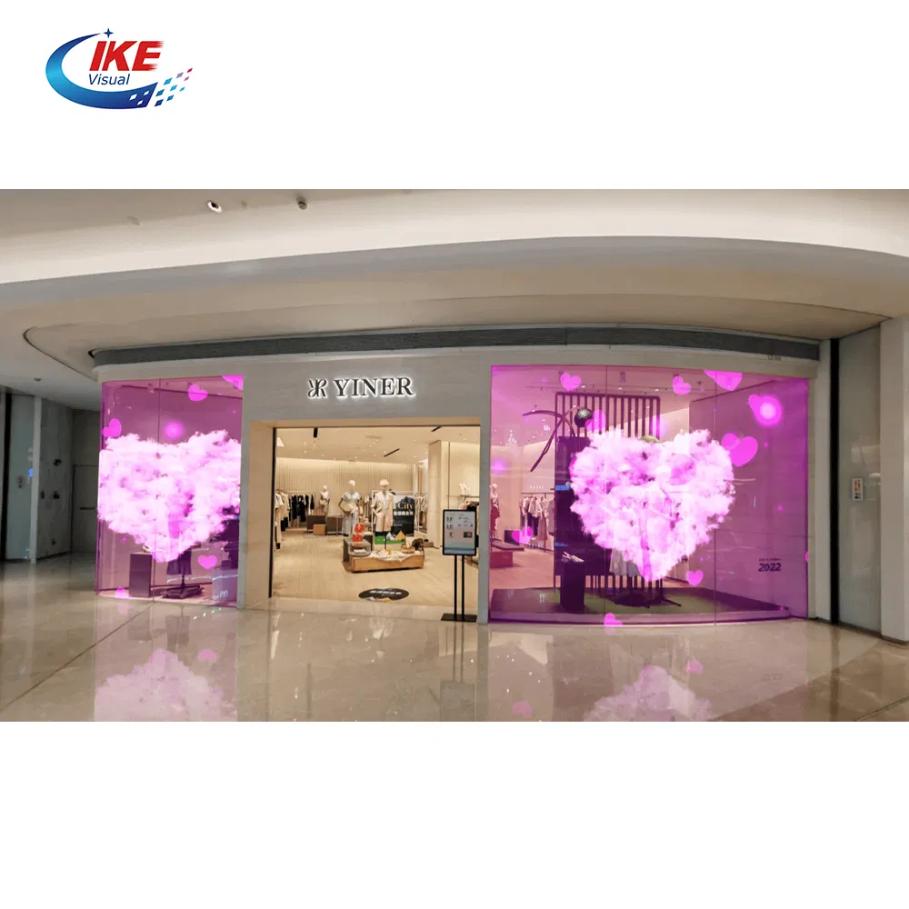 New Design P3.91 Indoor Transparent LED Film Screen Indoor Outdoor Full Color Advertising Rental Curved Digital Flexible Poster Window LED Display Advertising
