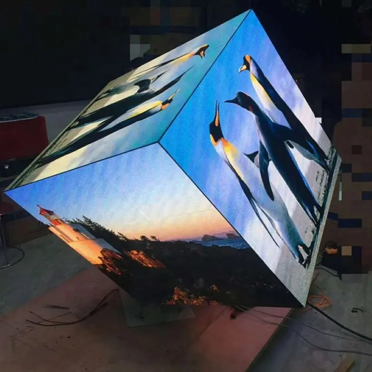 High Quality Column Pillar Five Sides LED Magic Cube Screen Display for Advertising