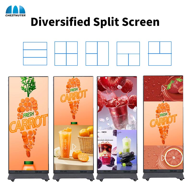 HD Moveable LED Poster Display Screen Indoor Outdoor Floor-Standing P1.538 Foldable LED Poster Screen LED Screen Poster