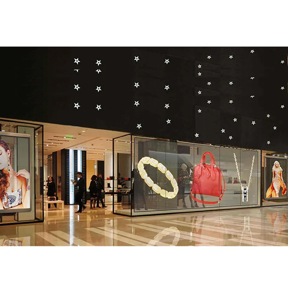 Shopping Mall Glass Window Advertising Screen Interior P3.91 LED Transparent Screen Display