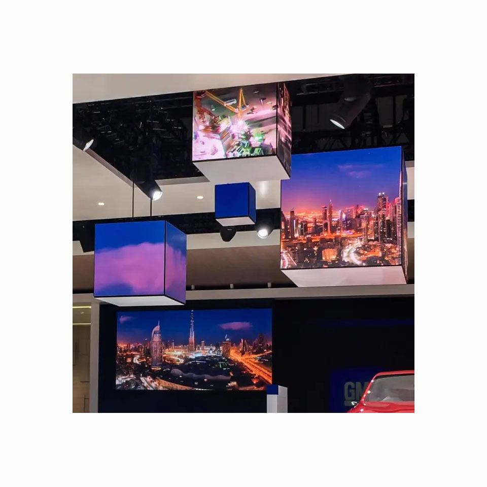 SMD Full Color Right Angle Die Cast Al-Cabinet P2.5 Indoor LED Display for Cube Pillar Advertising