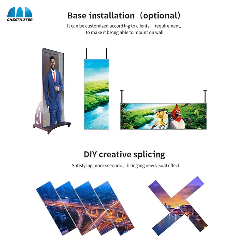 HD Moveable LED Poster Display Screen Indoor Outdoor Floor-Standing P1.538 Foldable LED Poster Screen LED Screen Poster