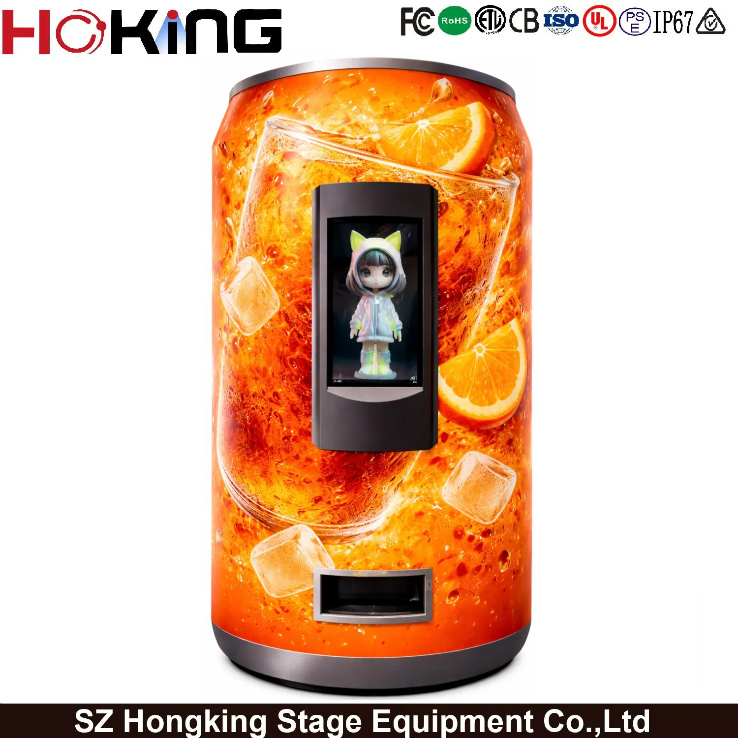 Máquina expendedora inteligente comercial con pantalla LED cilíndrica P2.5 fabricada en China