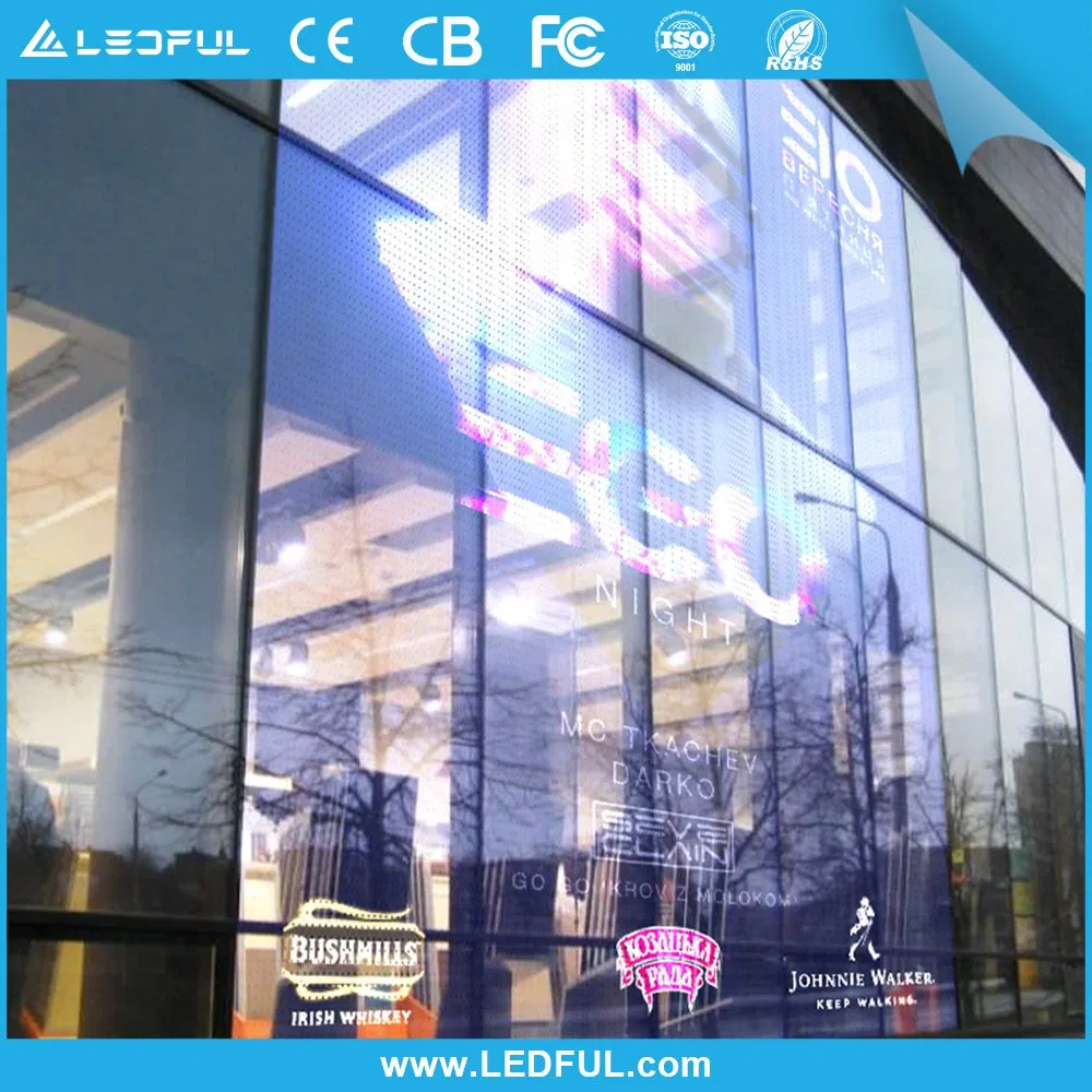 High Brightness P3.91 P10 Outdoor Film Curtain Glass Transparent Mesh LED Screen Display