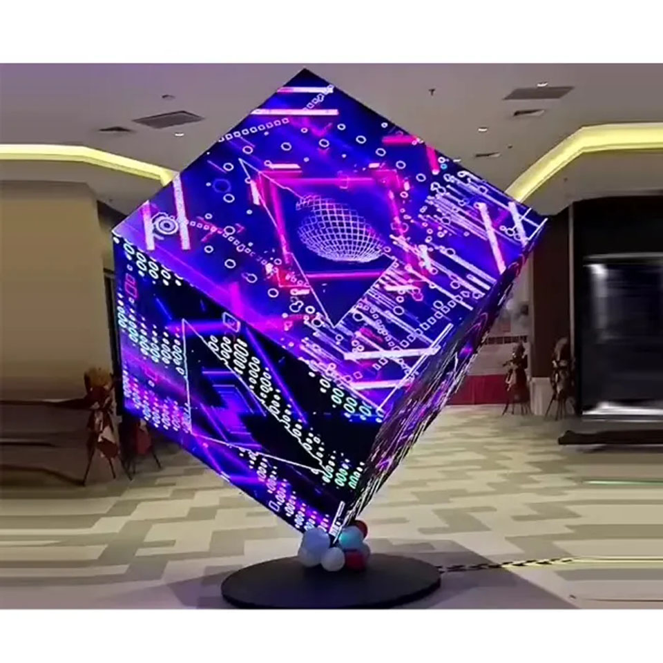 SMD Full Color Right Angle Die Cast Al-Cabinet P2.5 Indoor LED Display for Cube Pillar Advertising