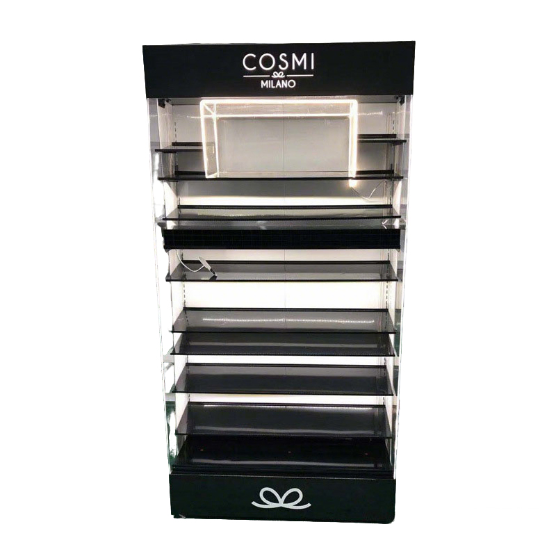 Floor Display with Light Customized Cosmetic Shelf Rack Acrylic Display Stand Cabinets Retail Display with LED PVC Pop Store Display