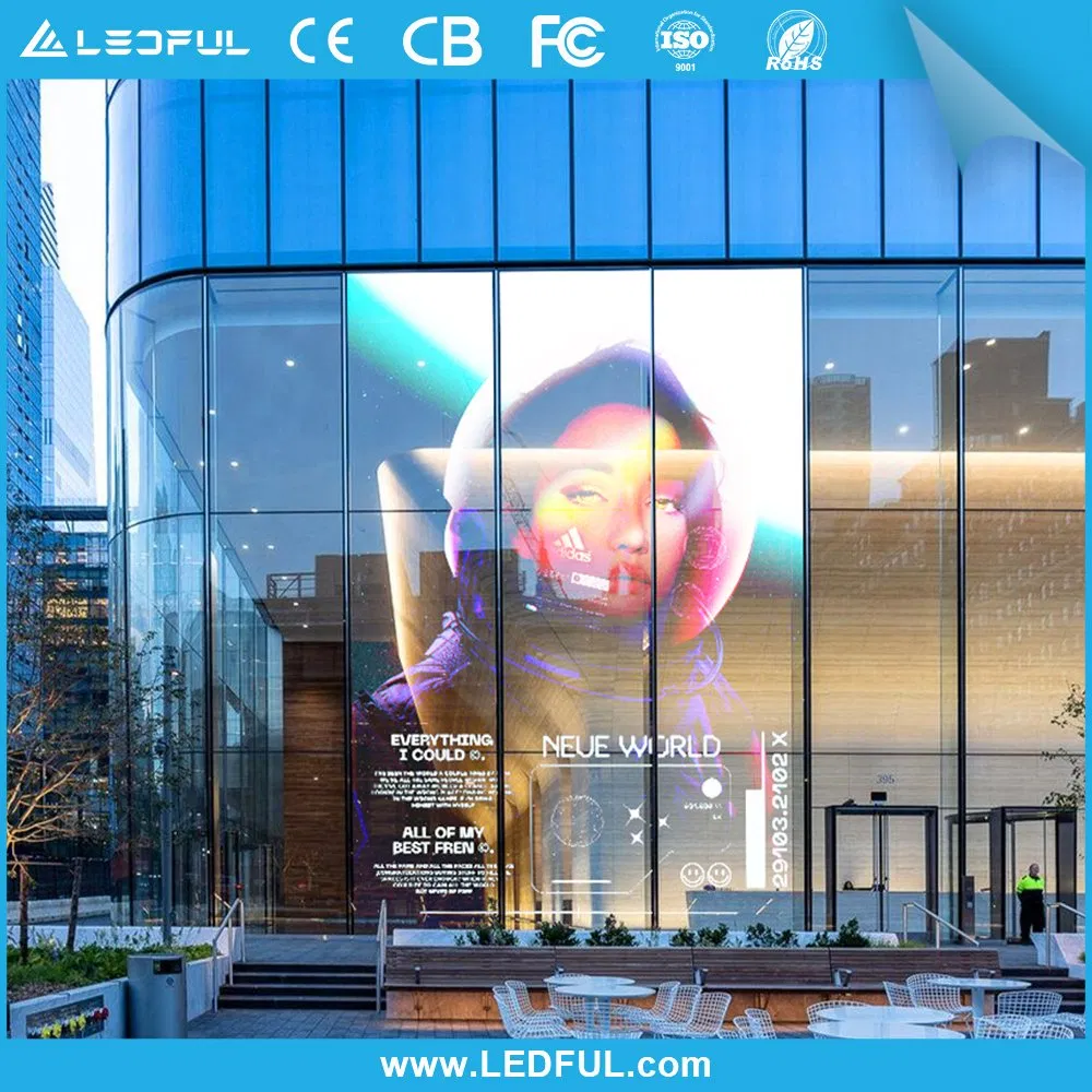 High Brightness P3.91 P10 Outdoor Film Curtain Glass Transparent Mesh LED Screen Display