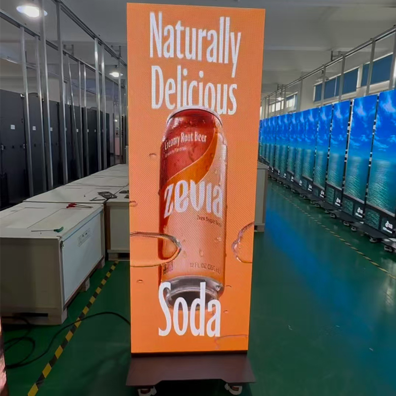 P1.25/P1.5/P1.8 Pantalla de cartel LED plegable, pantalla publicitaria LED portátil y plegable