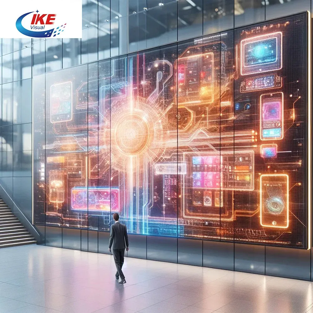 New Design P3.91 Indoor Transparent LED Film Screen Indoor Outdoor Full Color Advertising Rental Curved Digital Flexible Poster Window LED Display Advertising