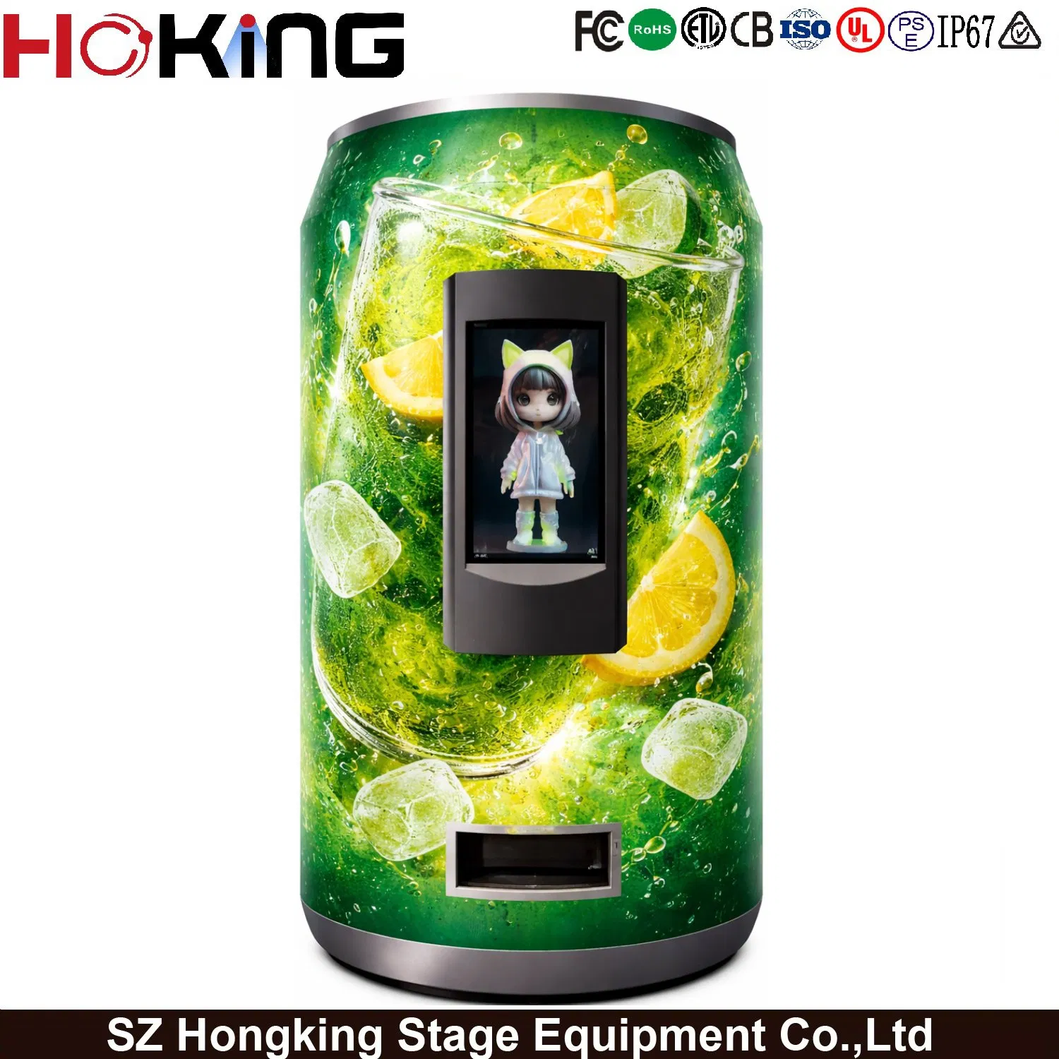 Máquina expendedora inteligente comercial con pantalla LED cilíndrica P2.5 fabricada en China