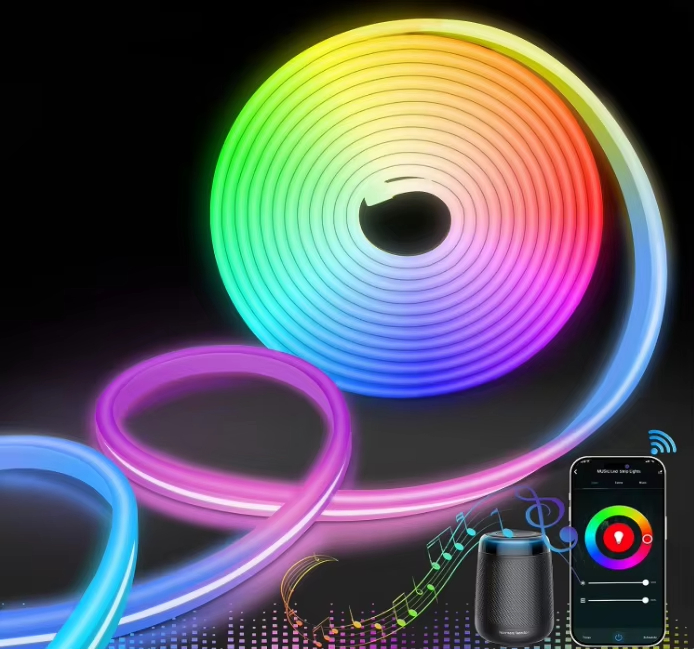 Manufacturer Wholesale 5m/16.4FT APP Control Rgbic Magic Pixel Flexible 24V Addressable Smart Rope Strip LED Neon Light