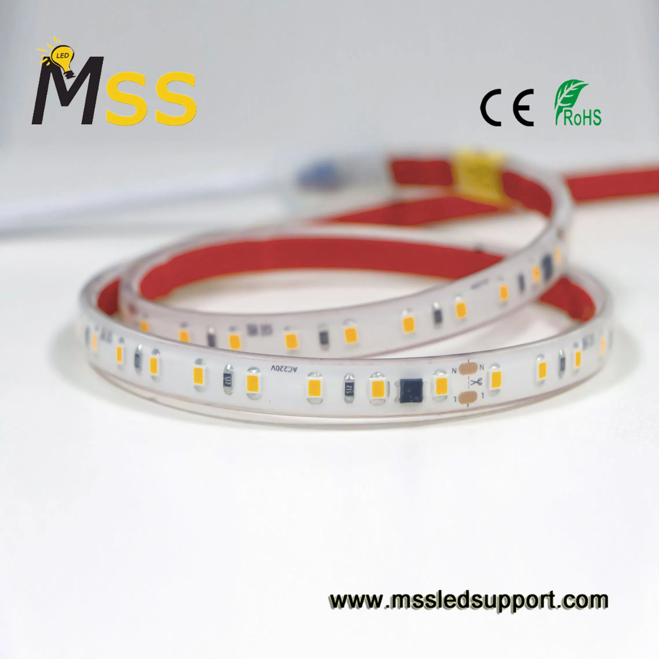 High Voltage IP66 LED Strip Light with SMD2835 10W 120LEDs 6000K AC 230V