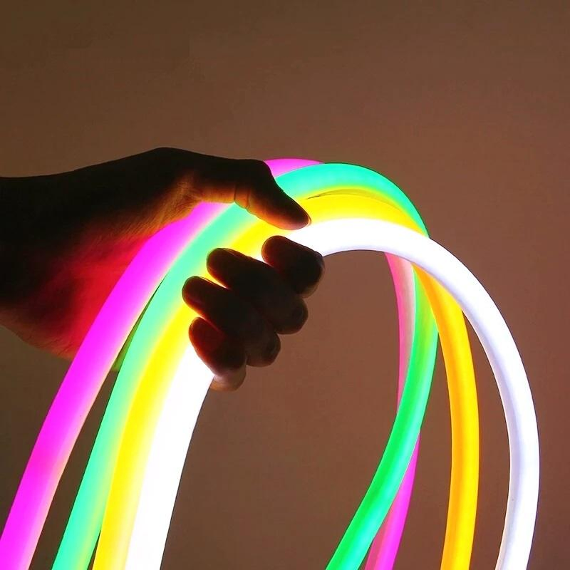 360 Degree Glowing LED Neon Flex Strip Round Diameter 20mm 22mm 25mm 40mm RGB DMX Flexible Silicone Neon Tube LED Rope Lights