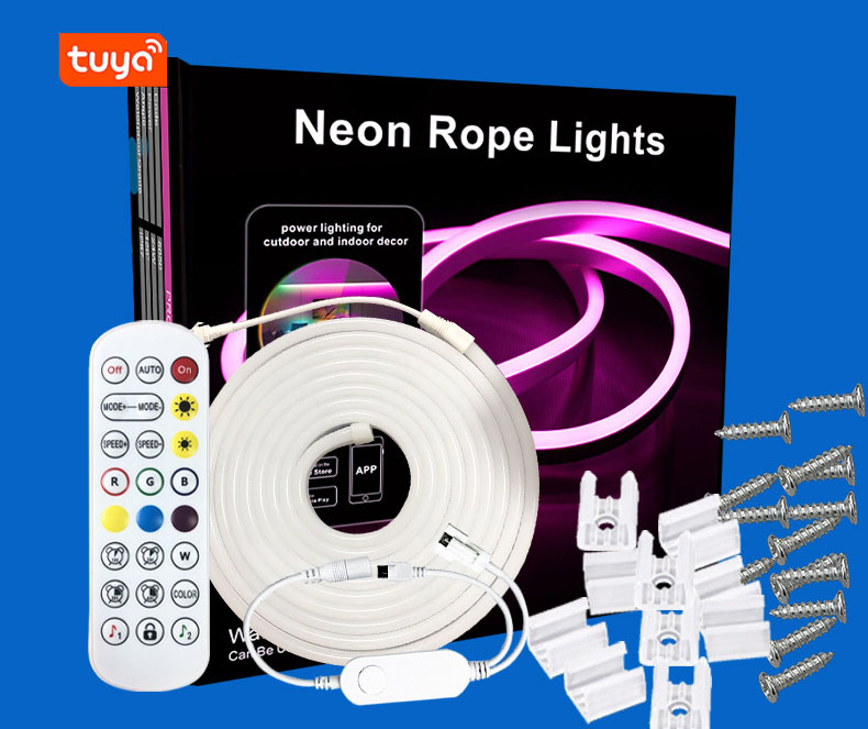 Tuya WiFi Remote Control Smart Rgbic Dream Color Flex Silicone LED Neon Light Strip for Wedding TV Background Work with Alexa