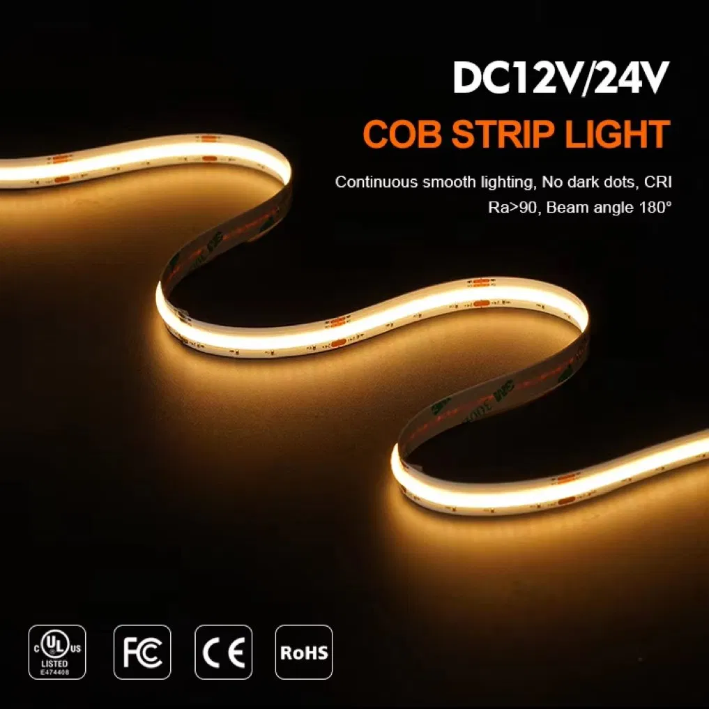 Lights for Decoration COB LED Strip Warm White Waterproof DC12V IP65