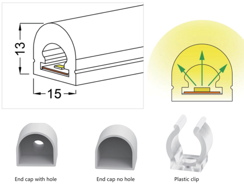 White Flexible DC 12V Dance Party Decor Lighting Round Rubber Tube Lamp LED Neon Strip Waterproof Outdoor Flex Strip Light