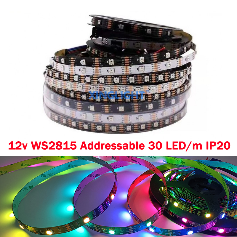 DC12V Ws2815 30 60 144 LEDs Per Meter Addressable Programmable Dream Color LED Strip Light