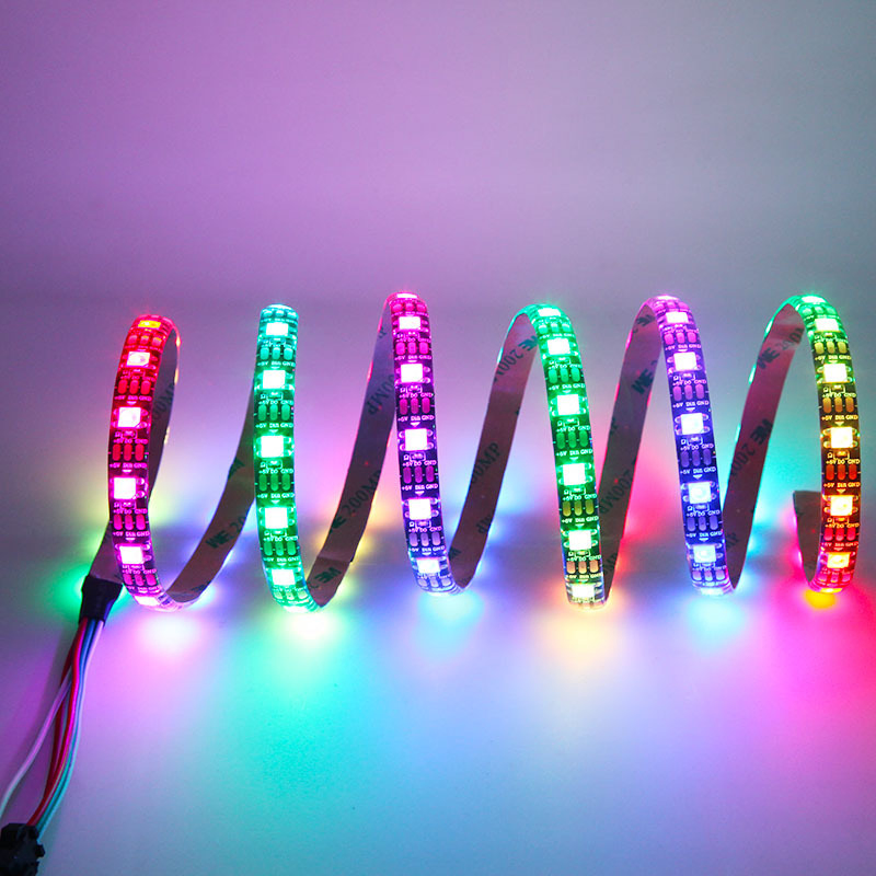 Energy-Saving LED Fantasy Color Light Strip Ws2812 Low-Voltage 5V Waterproof Light Bar Color-Changing Cabinet Running Horse Flowing Light Strip Self-Adhesive Le
