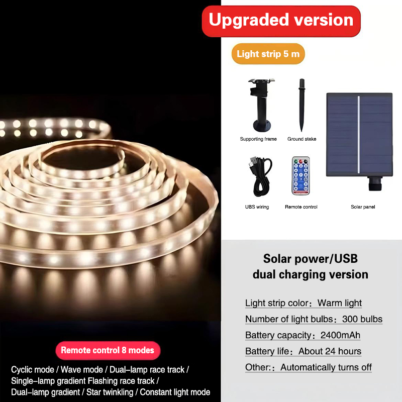 Low-Voltage Outdoor Garden Lamp - Solar LED Light Strip, Available in Various Colors