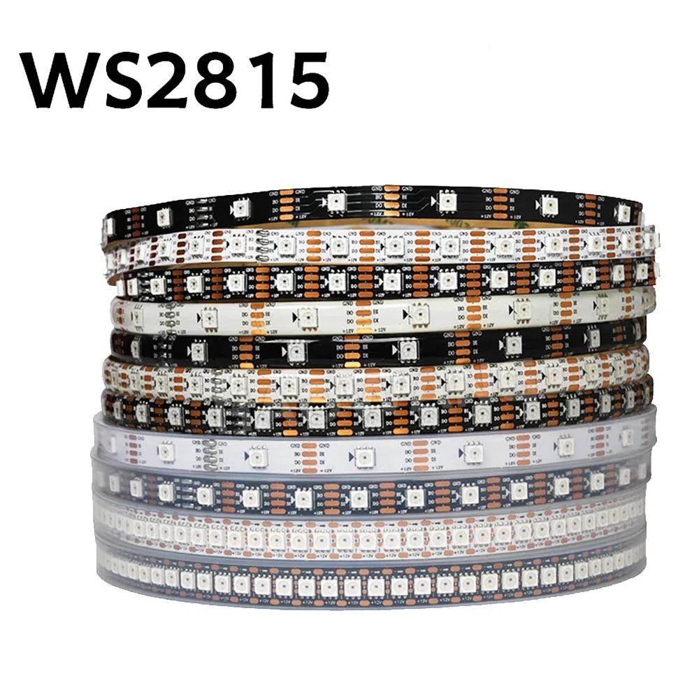 Smart Electronics DC12V 5m Ws2811-2815 LED Strip IP65 Ws2815 144LED/M Addressable Break-Point Continnely RGB Full Color Strip Light