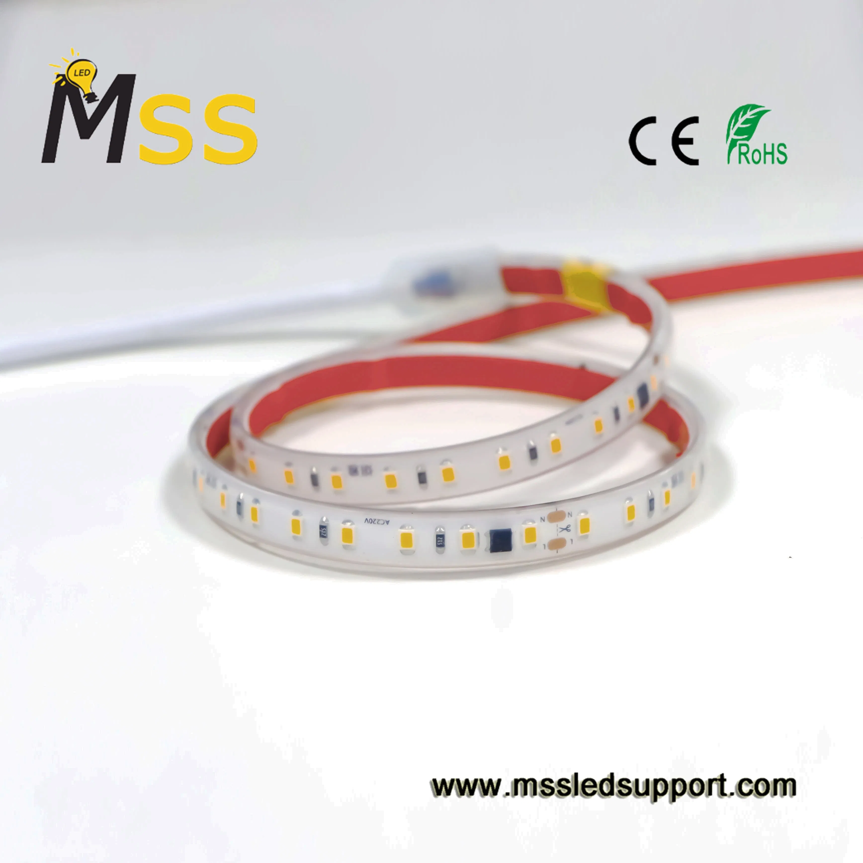 High Voltage IP66 LED Strip Light with SMD2835 10W 120LEDs 6000K AC 230V