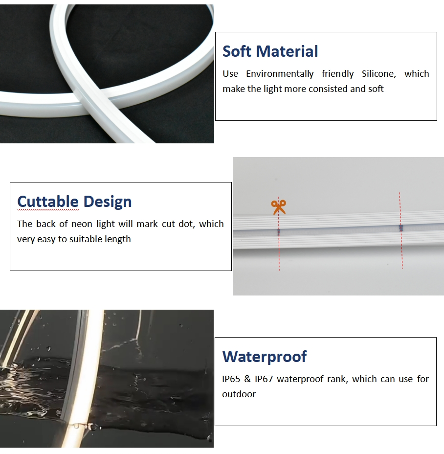 Hot Sell Silicon Tube Waterproof 06*13mm Side View LED Neon Flex Light IP65 Silicone Tube