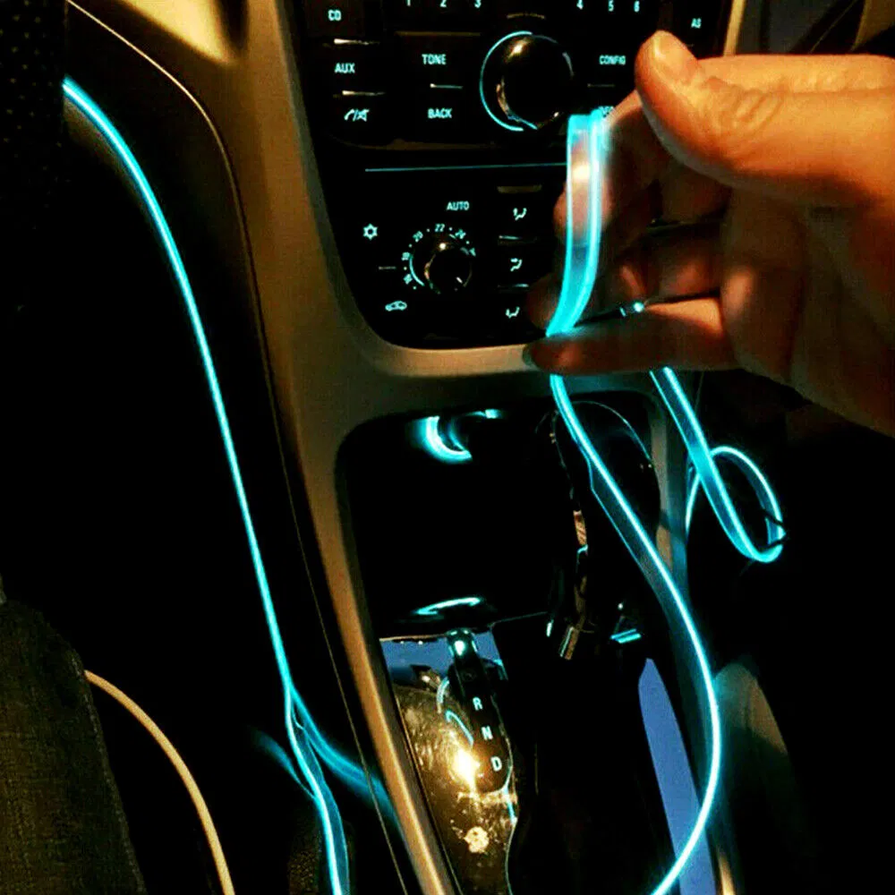 Car Interior Ambient Fiber Optic Strip Light with Car Light LED RGB Music Lamp Automotive Interior Decorative Lights
