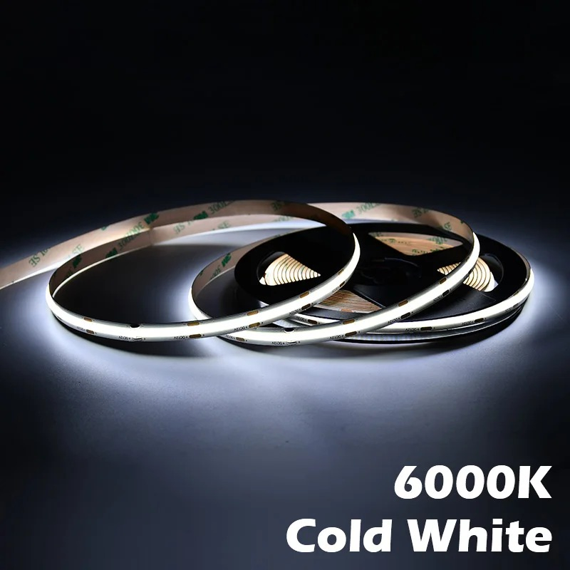 5mm 8mm COB LED Tape Lights 480LEDs High Density Flexible Fob LED Strip Light Bar Ribbon Ra90 Linear Warm White DC12V 24V