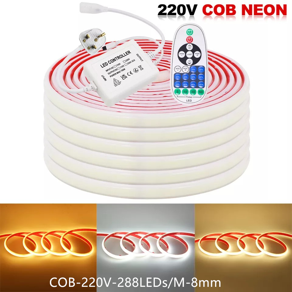 Trusted Performance COB Strip Lighting 288 LED High-Voltage Energy-Saving Outdoor Milky Model Light