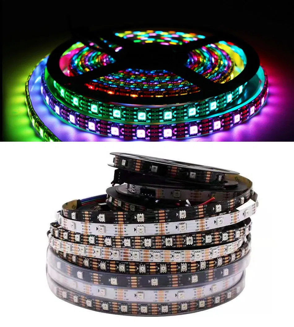Smart Electronics DC12V 5m Ws2811-2815 LED Strip IP65 Ws2815 144LED/M Addressable Break-Point Continnely RGB Full Color Strip Light