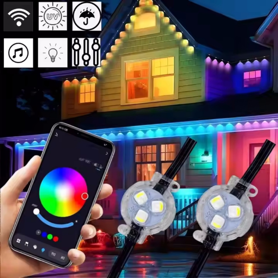 Permanent Smart RGBW LED Pixel Light Point Light 0.9W Full Color LED Decoration Strips WiFi Control 12V DC 50/Pack for Christmas Holiday Neon Light