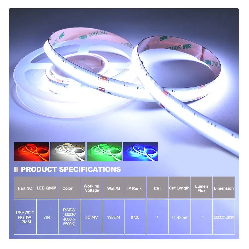 784LEDs/M RGBW High Brightness No Fliker Flexible COB LED Strip Light