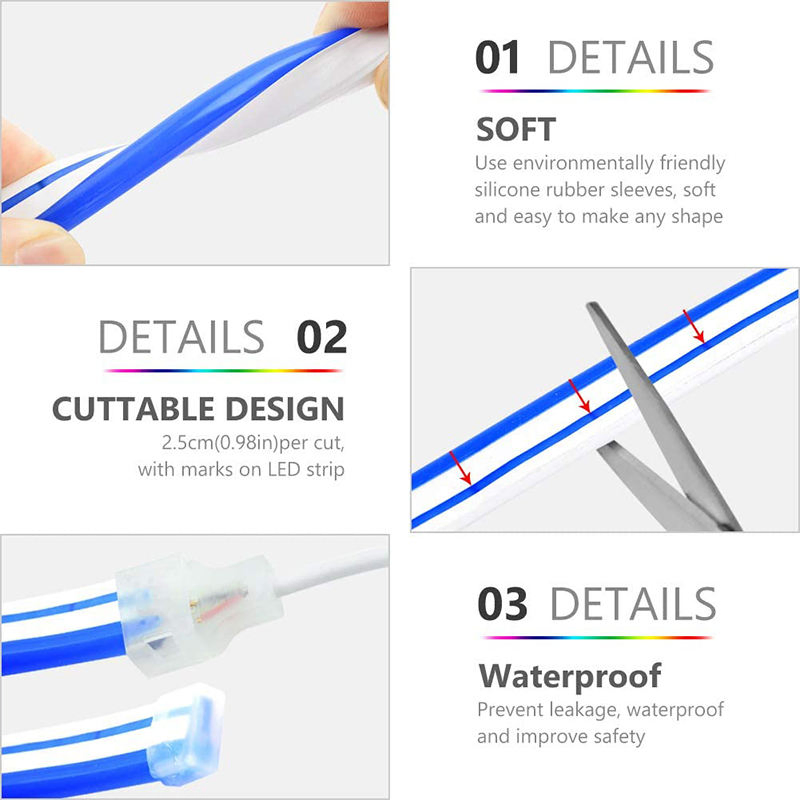 Addressable Waterproof Soft Flexible LED Light Bar Neon Light SMD2835 RGB LED Neon Light Strips