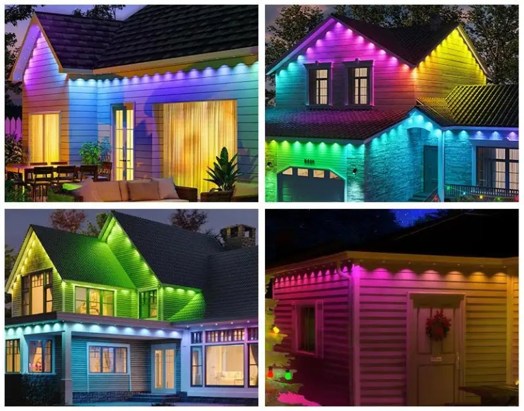 SMD5249 Addressable LED Point Eaves Light Strip APP Controlled Flat Designed for Roof Line, Balcony&Christmas Decoration