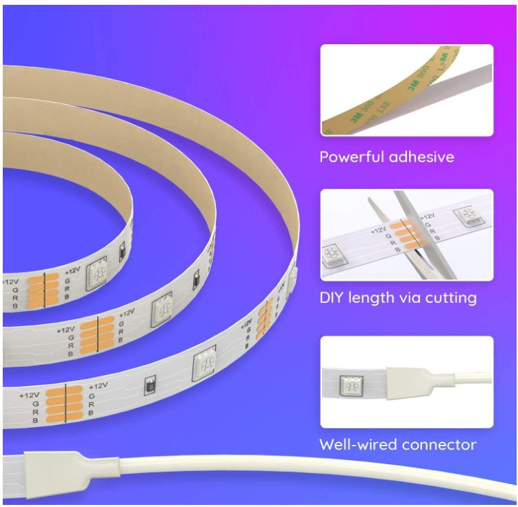 5 Meters 90 Lights 44 Keys Remote Control and APP Control Room Home Party Decoration 5050 RGB LED Light Strip