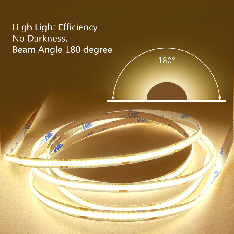 12V 24V Low Voltage LED COB Strip Light 3000K 4000K 6000K Single Color High Brightness Flexible COB LED Strip