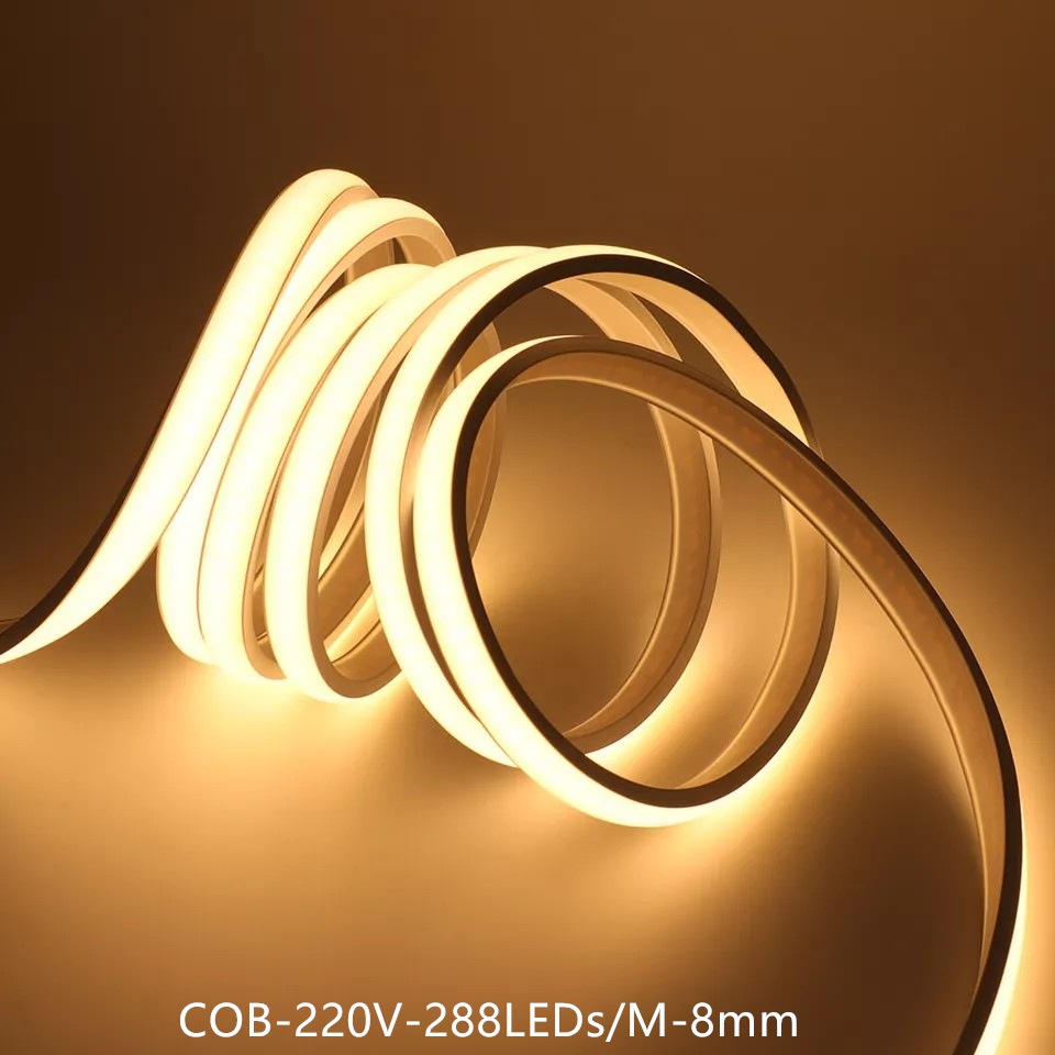 Top-Rated Flexible COB Strip Lighting 288 LED High-Voltage Energy-Saving Outdoor Milky Model Light