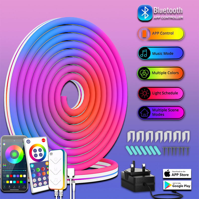 Wholesale 12V Smart RGB LED Neon Light Strip for Festive Christmas Decoration 3m and 5m