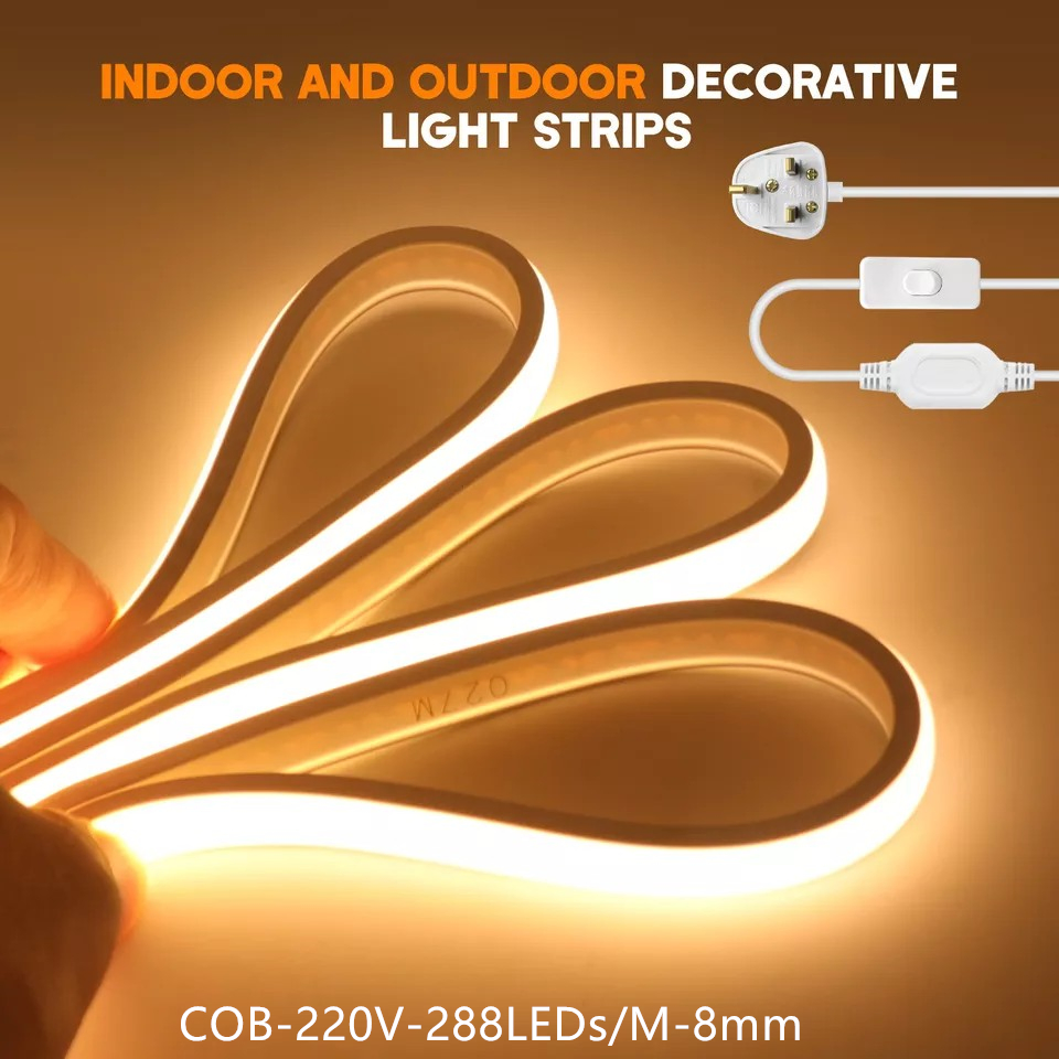 Smooth Performance Flexible COB Strip Lighting 288 LED High-Voltage Outdoor Milky Model Light