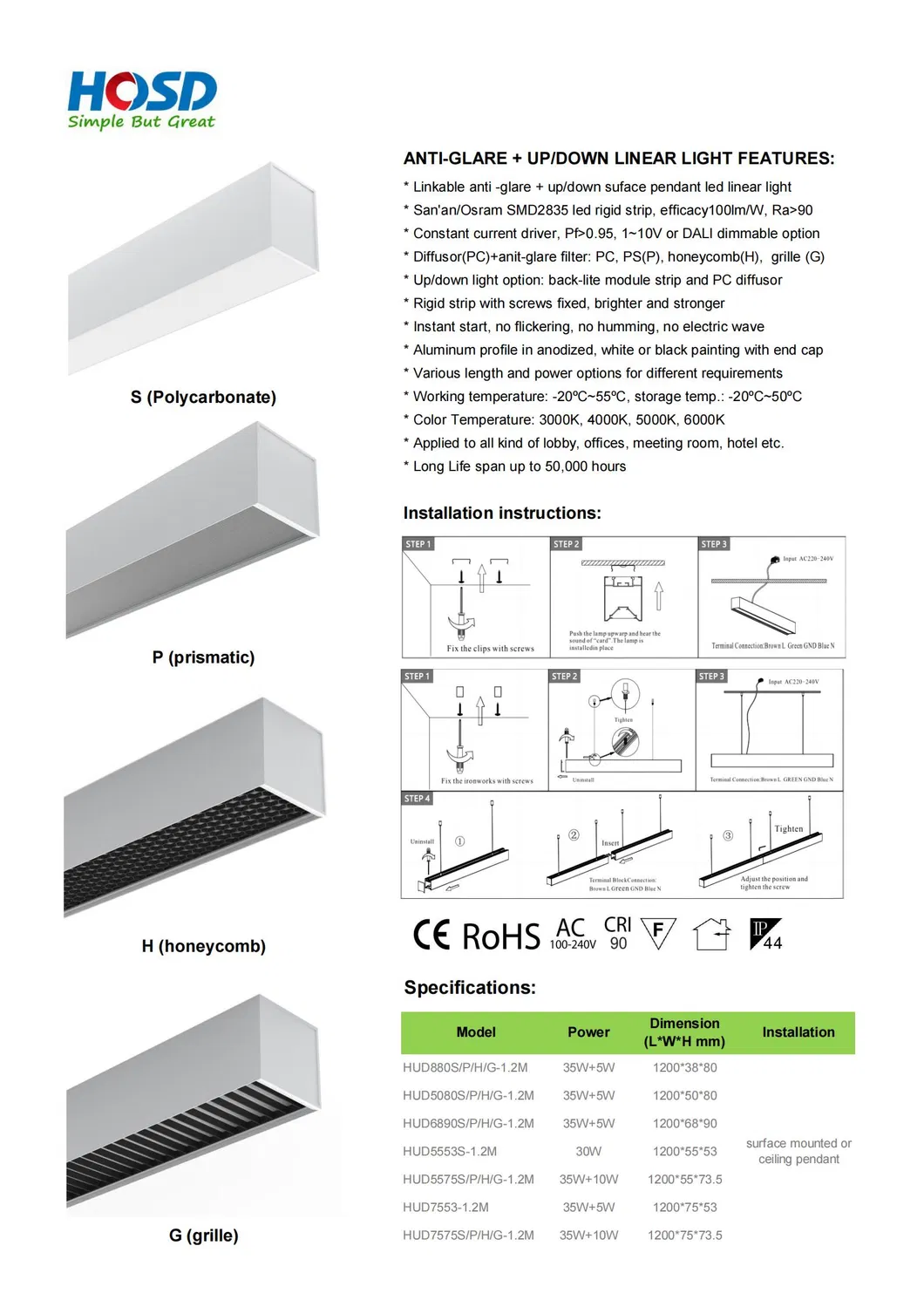 Linear Light Dimensions
