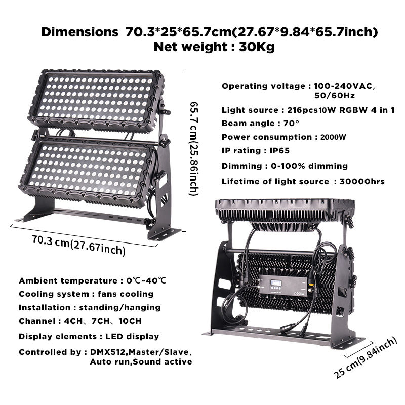 Double LED City Color 20oqw RGBW IP65 Waterproof Liqht Outdoor Architectural Flood Wall Washer City Color Light
