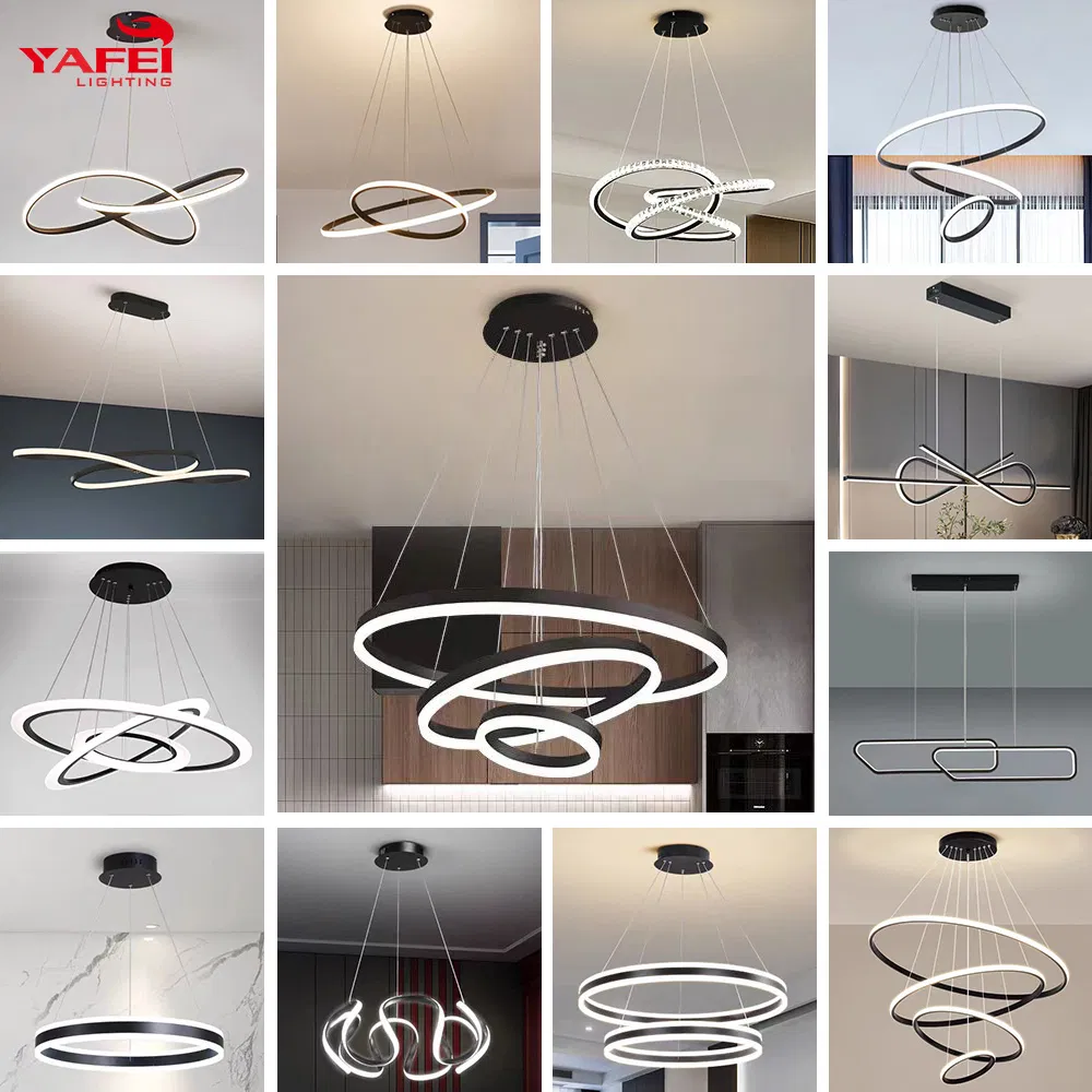 Interior Decoration Golden Circle Ring Modern Dining Chandeliers Lighting LED Pendant Light